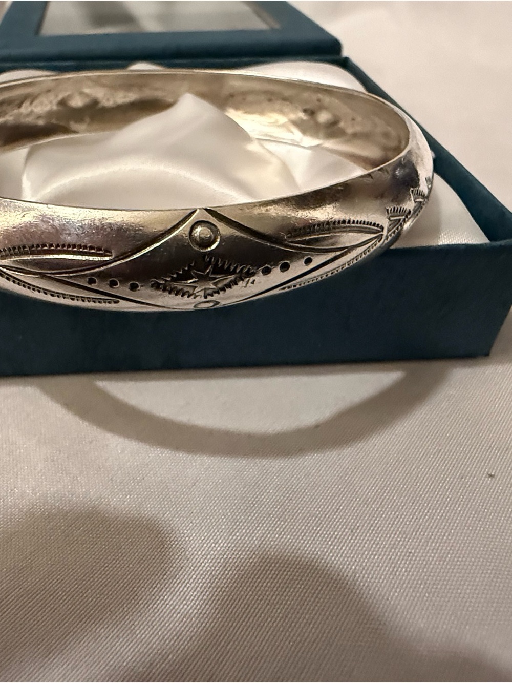 Engraved Taxco Sterling Silver Bangle Bracelet